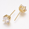 Brass Cubic Zirconia Ear Studs EJEW-P102-03-2