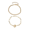 2Pcs 2 Styles Brass Twist Chain Bracelets and Paperclip Chain Bracelets for Women Men BJEW-JB10593-4