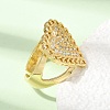 Brass Micro Pave Cubic Zirconia Cuff Open Rings for Women RJEW-F216-01A-G-2