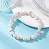 Natural Madagascar Rose Quartz & Lampwork Beads Stretch Bracelets for Women BJEW-JB13317-02-1