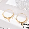 Brass Glass Hoop Earrings EJEW-U040-03G-2