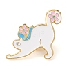 Cartoon Yoga Cat & Flower Enamel Pins JEWB-E030-01G-03-1