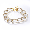 Aluminum Textured Curb Chain Bracelets & Necklaces Jewelry Sets SJEW-JS01094-02-3