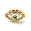 Cubic Zirconia Horse Eye Open Cuff Ring with Acrylic RJEW-B042-03G-01-2
