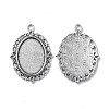 Tibetan Style Antique Silver Alloy Flat Oval Pendant Cabochon Settings LS-TIBEP-M022-19AS-2
