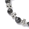 Natural Larvikite Round Beads Stretch Bracelets BJEW-JB12343-03-3