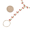 304 Stainless Steel Enamel Cherry Chain Bracelets BJEW-JB13002-3
