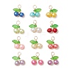 12Pcs 12 Colors Pearlized Glass Pearl Cherry Pendants PALLOY-JF03474-1