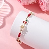 Brass Enamel Cherry Link Chain Bracelets for Women BJEW-JB14046-1