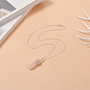 Natural Rose Quartz Geometry Pendant Necklace NJEW-JN04239-03-5