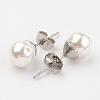 Shell Pearl Ball Stud Earring Findings EJEW-JE02370-01-2