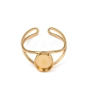 Real 18K Gold Plated 304 Stainless Steel Cuff Ring Components X-STAS-A191-12B-G-2