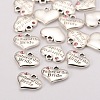 Wedding Theme Antique Silver Tone Tibetan Style Alloy Heart with Father of the Bride Rhinestone Charms X-TIBEP-N005-19D-2