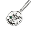 Skull Rhinestone Pendant Necklaces with Rolo Chains NJEW-F309-03-1