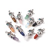 Natural & Synthetic Gemstone and Indicolite Rhinestone Big Pendants G-G855-06AS-1
