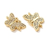 Brass Micro Pave Clear Cubic Zirconia Connector Charms CU-CBA4579-01G-E-3