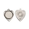 18x4mm Transparent Clear Glass Cabochons and Antique Silver Alloy Heart Pendant Cabochon Settings DIY-X0183-AS-4
