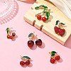 6Pcs 6 Styles 3D Resin Cherry Brooch Pin with Rhinestone JEWB-CJ0001-32-5