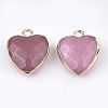 Electroplate Natural White Jade Pendants G-T112-03G-2