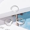Natural White Jade Column Beaded Finger Ring with Synthetic Hematite RJEW-JR00461-02-7
