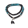 Wood Beads Pendant Necklace for Men Women NJEW-JN03663-1