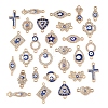 36Pcs 18 Styles Alloy Blue Enamel Connector Charms ENAM-FS0002-97-2