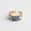 Retro Adjustable Alloy Cubic Zirconia and Enamel Cuff Rings FS-WG5A152-01-1