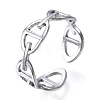 304 Stainless Steel Oval Open Cuff Ring RJEW-N040-37-1
