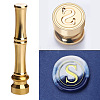 Golden Tone Brass Wax Seal Stamp Head with Bamboo Stick Shaped Handle LS-STAM-K001-05G-S-1