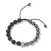 Non-Magnetic Synthetic Hematite & Natural Lava Rock Beads Braided Bead Bracelets BJEW-JB12611-03-1