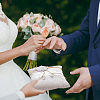 1Pc Square Linen Lace Wedding Ring Display Pillow with Flower AJEW-WA0004-22-6