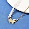 304 Stainless Steel & Plastic Pearl Butterfly Pendant Necklaces NJEW-U023-01G-2