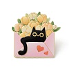 Black Cat & Flower Enamel Pins JEWB-Z048-09G-02-1