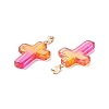 Two Tone Transparent Glass Pendants GLAA-A004-02B-6