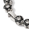 Rack Plating Brass Pave Cubic Zirconia Flower Link Chain Bracelets for Women BJEW-A018-03P-04-3