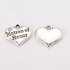 Wedding Theme Antique Silver Tone Tibetan Style Heart with Matron of Honor Rhinestone Charms X-TIBEP-N005-03A-1