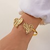 Textured 304 Stainless Steel Heart Cuff Bangles for Women LS-BJEW-A154-01A-G-1