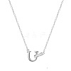 304 Stainless Steel Crystal Rhinestone Initial Pendant Necklaces FS-WGCEFCC-21-1