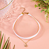 Brass Micro Pave Clear Cubic Zirconia Snowflake Pendant Single Face White Velvet Ribbon & Brass Chain Double Layered Choker Necklaces NJEW-TAC0037-4