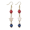 Star Natural Shell & Glass Dangle Earrings EJEW-TA00815-3
