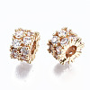 Brass Micro Pave Clear Cubic Zirconia Beads GLAA-S193-026-3