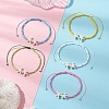 Synthetic Turquoise & Glass Seed Beaded Braided Bead Bracelets BJEW-MZ00314-1