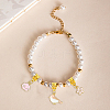 50Pcs 10 Styles Alloy Pink Enamel European Dangle Charms ENAM-CJ0005-49-6