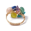 Natural & Synthetic Mixed Gemstone Chips Beaded Chakra Theme Fringer Ring RJEW-TA00108-4