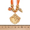 Ocean 304 Stainless Steel Shell Shape Pendant Polyester Rope Necklaces for Women NJEW-K252-10G-5