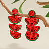 Bohemian Style Watermelon Glass Bead Handmade Dangle Stud Earrings for Women EA3327-1