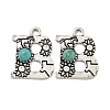 Synthetic Turquoise & Alloy Pendants PALLOY-H146-01AS-B-1