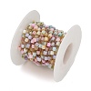 Handmade 304 Stainless Steel Dyed Shell Beads Cube Link Chains CHS-B011-03C-G-2