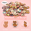2-Hole Printed Wooden Buttons WOOD-WH0104-01-2