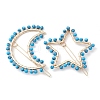 2Pcs Moon & Star Alloy with Synthetic Turquoise Hollow Hair Barrettes PHAR-JH00105-01-1